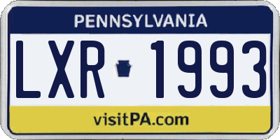 PA license plate LXR1993