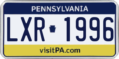 PA license plate LXR1996