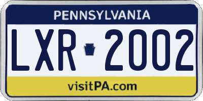PA license plate LXR2002