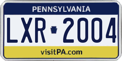 PA license plate LXR2004