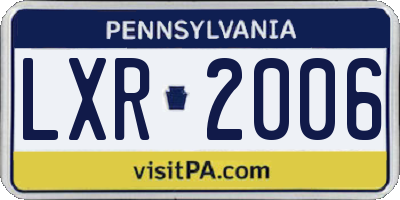 PA license plate LXR2006
