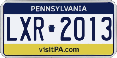 PA license plate LXR2013
