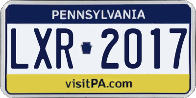 PA license plate LXR2017