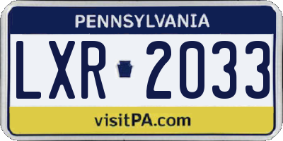 PA license plate LXR2033