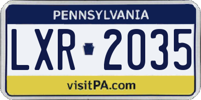 PA license plate LXR2035
