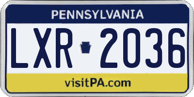 PA license plate LXR2036
