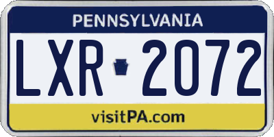PA license plate LXR2072