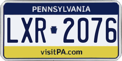 PA license plate LXR2076