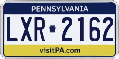PA license plate LXR2162