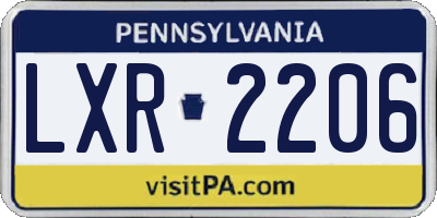 PA license plate LXR2206