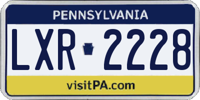 PA license plate LXR2228
