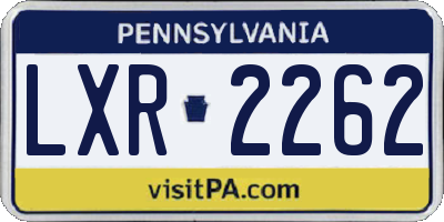 PA license plate LXR2262