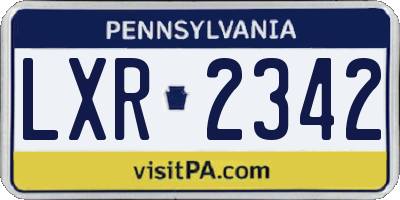 PA license plate LXR2342