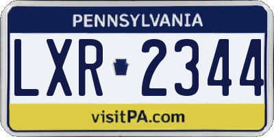 PA license plate LXR2344