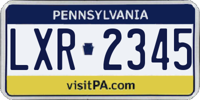 PA license plate LXR2345