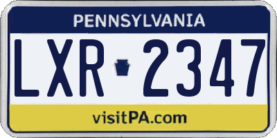 PA license plate LXR2347