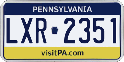 PA license plate LXR2351
