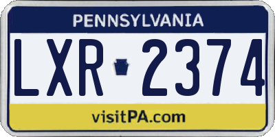 PA license plate LXR2374