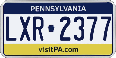 PA license plate LXR2377
