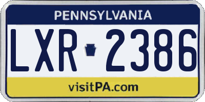 PA license plate LXR2386