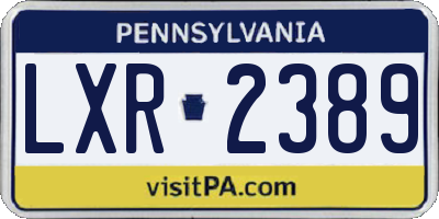 PA license plate LXR2389