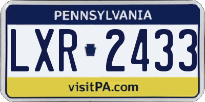 PA license plate LXR2433