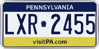 PA license plate LXR2455
