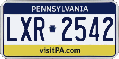 PA license plate LXR2542