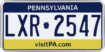 PA license plate LXR2547