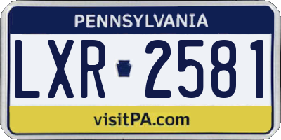 PA license plate LXR2581