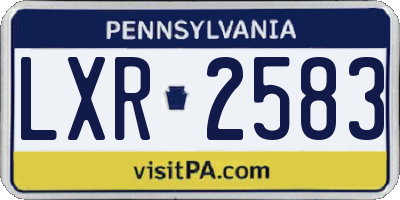 PA license plate LXR2583