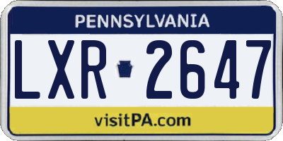 PA license plate LXR2647