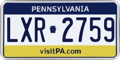 PA license plate LXR2759
