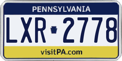 PA license plate LXR2778