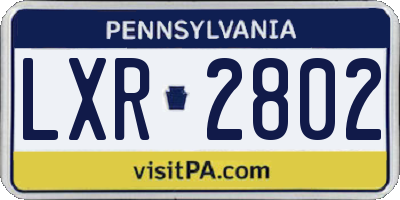 PA license plate LXR2802