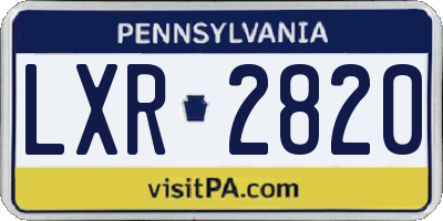 PA license plate LXR2820