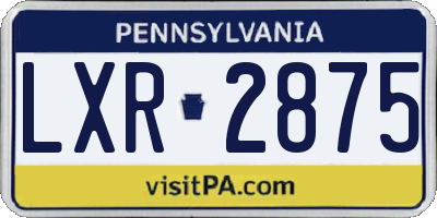 PA license plate LXR2875