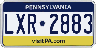 PA license plate LXR2883