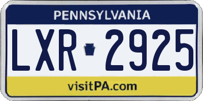 PA license plate LXR2925
