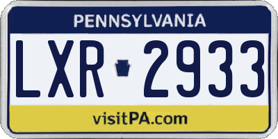 PA license plate LXR2933