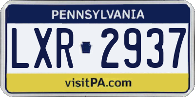 PA license plate LXR2937