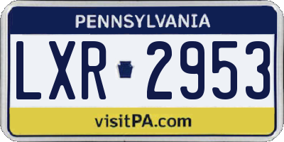 PA license plate LXR2953