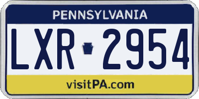 PA license plate LXR2954