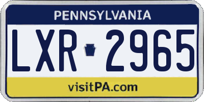PA license plate LXR2965