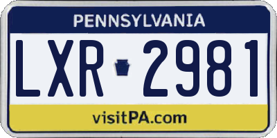 PA license plate LXR2981