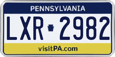 PA license plate LXR2982