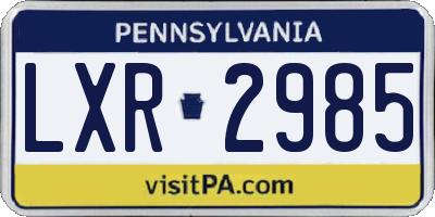 PA license plate LXR2985