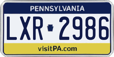 PA license plate LXR2986