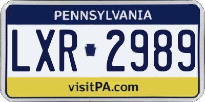 PA license plate LXR2989