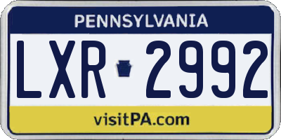 PA license plate LXR2992